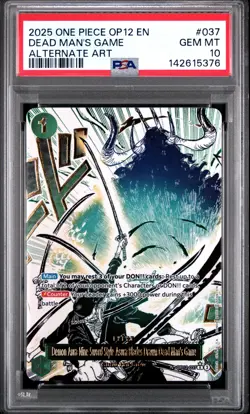 2025 ONE PIECE OP12-LEGACY OF THE MASTER ALT ART #037 DEAD MAN'S GAME PSA 10 - Image 1