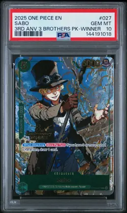 2025 ONE PIECE 3RD ANNIV TOURNAMENT 3 BROTHERS PACK WINNER #027 SABO PSA 10 - Image 1
