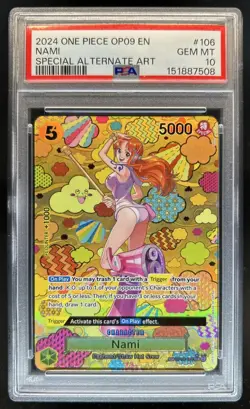 2024 One Piece Emperors in the New World Nami Special Alt Art #OP08-106 PSA 10 - Image 1