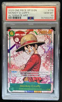 2025 One Piece Monkey D. Luffy Alternate Art #OP13-118 PSA 10 GEM MINT GEM MINT - Image 1