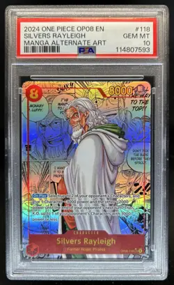 2024 One Piece Two Legends Silvers Rayleigh Rare Manga Alt Art #OP08-118 PSA 10 - Image 1