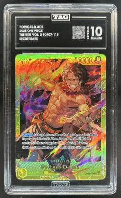 2025 One Piece The Best Vol. 2 Portgas D. Ace Promo Secret Rare #OP07-119 TAG 10 - Image 1