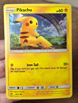 2017 POKEMON SHINING LEGENDS THEME DECK PIKACHU CRACKED ICE HOLO CARD 28/73 - Image 1