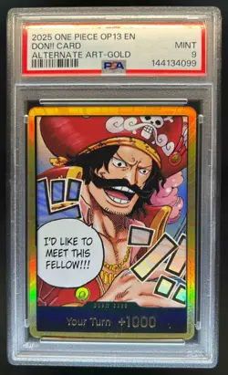2025 One Piece Gol.D.Roger Don!! Card Alternate Art Gold #DON PSA 9 Mint - Image 1