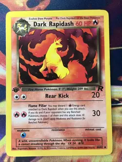 Pokemon Card 1ST EDITION Dark Rapidash Team Rocket 44/82 WotC Vintage 2000 NM/LP - Image 1