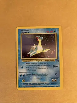 Pokemon TCG Lapras Fossil Holo Unlimited Rare Card 10/62 Vintage MP - Image 1