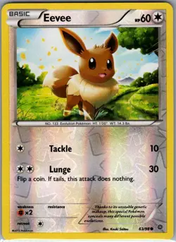 Eevee 63/98 Reverse Holo XY - Ancient Origins - Pokemon Card - NM - Image 1
