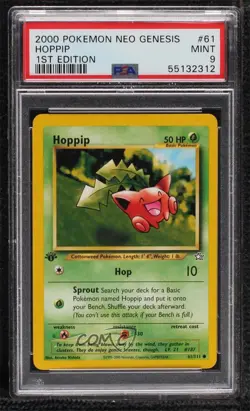 Hoppip 1st Ed. Pokemon Neo Genesis PSA 9 MINT 2000 - Image 1
