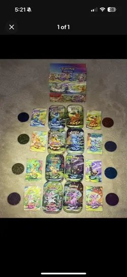 Prismatic Evolution Mini Tins Set (No Packs) With Coin And Card Insert - Image 1
