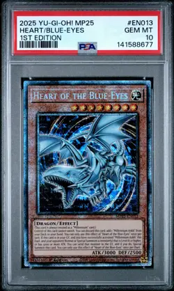 2025 YU-GI-OH! MEGA-PACK TIN 1ST EDITION #EN013 HEART OF THE BLUE-EYES PSA 10 - Image 1