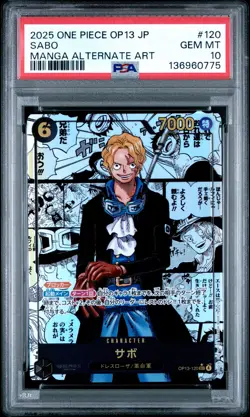 2025 ONE PIECE JPN OP13-CARRYING ON HIS WILL MANGA ALTERNATE ART SABO PSA 10 - Image 1