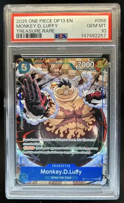 2025 One Piece Monkey D. Luffy Treasure Rare #OP11-058 PSA 10 GEM MINT - Image 1