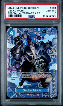2024 ONE PIECE OP08-TWO LEGENDS SPECIAL ALTERNATE ART #004 GECKO MORIA PSA 10 - Image 1