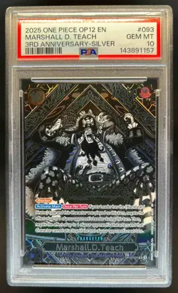 2025 One Piece The Best Marshall D. Teach 3rd Anniversary Silver OP09-093 PSA 10 - Image 1