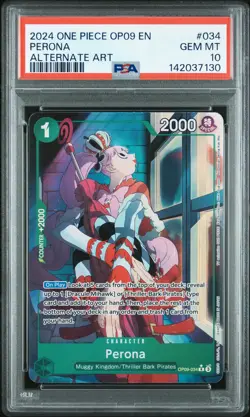2024 ONE PIECE OP09-EMPERORS IN THE NEW WORLD ALTERNATE ART #034 PERONA PSA 10 - Image 1