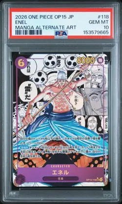 2026 ONE PIECE JPN ADVENTURE ON KAMI'S ISLAND MANGA ALT ART #118 ENEL PSA 10 - Image 1