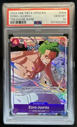 2024 One Piece Zoro-Juurou Treasure Rare #OP09-004 PSA 10 GEM MINT GEM MINT - Image 1