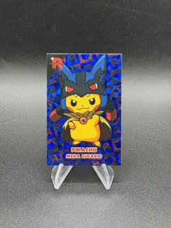 Poncho Pikachu Mega Lucario Blue Holo Pokemon Card Database Team Rocket - Image 1