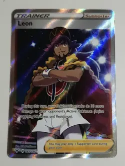 LEON - #182/185 - Pokemon TCG Vivid Voltage Sword & Shield Full Art Rare Card NM - Image 1