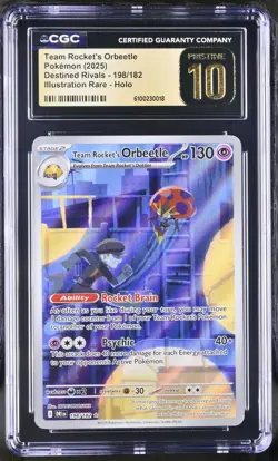 CGC PRISTINE 10 Team Rocket's Orbeetle 198/182 IR Pokemon Destined Rivals - Image 1