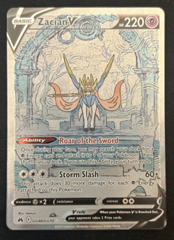 Zacian V Full Art GG48/GG70 Crown Zenith Galarian Gallery Pokemon 2023 - Image 1