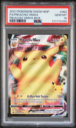 2021 POKEMON SWSH BLACK STAR PROMO PIKACHU VMAX BOX FULL ART/PIKACHU VMAX PSA 10 - Image 1