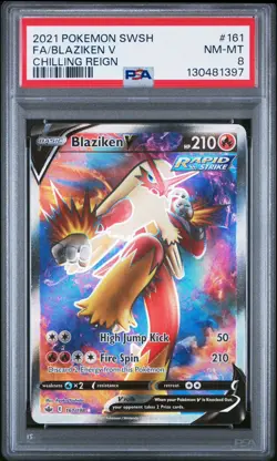 2021 POKEMON SWORD & SHIELD CHILLING REIGN #161 FULL ART/BLAZIKEN V PSA 9 - Image 1