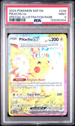 2024 POKEMON SSP EN-SURGING SPARKS SPECIAL ILLUSTRATION RARE PIKACHU EX PSA 9 - Image 1