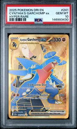 2025 POKEMON DRI EN-DESTINED RIVALS HYPER RARE #241 CYNTHIA'S GARCHOMP EX PSA 10 - Image 1