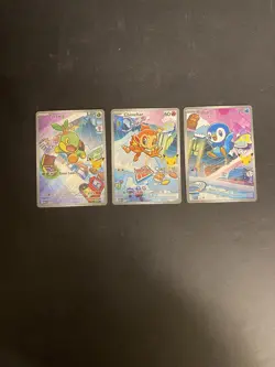 Pokemon 1st Partner Illustration Collections Turtwig #40 Chimchar #41 Piplup #42 - Image 1