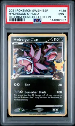 2021 POKEMON SWSH PROMO CELEBRATIONS COLLECTION #138 HYDREIGON C-HOLO PSA 9 - Image 1