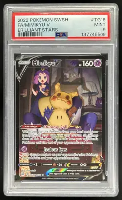 2022 Pokemon SWSH Brilliant Stars Mimikyu V Trainer Gallery #TG16/TG30 PSA 9 - Image 1