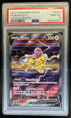 2023 Pokemon SWSH Crown Zenith Raikou V Galarian Gallery #GG41/GG70 PSA 10 - Image 1