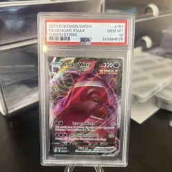 2021 POKEMON SWORD & SHIELD FUSION STRIKE #157 FULL ART/GENGAR VMAX PSA 10 - Image 1