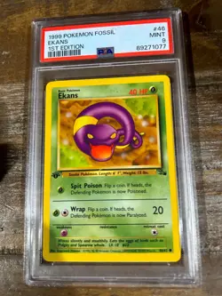 Pokemon 1999 Fossil EKANS 1st Edition #46 PSA 9 Mint RARE - Image 1