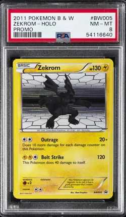 2011 POKEMON B&W PROMO #BW005 ZEKROM-HOLO PSA 8 - Image 1