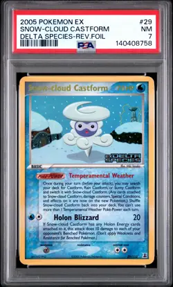2005 POKEMON EX DELTA SPECIES #29 SNOW-CLOUD CASTFORM-REVERSE FOIL PSA 7 - Image 1