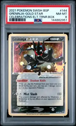 2021 POKEMON SWSH PROMO CELEBRATIONS ETB #144 GRENINJA-GOLD STAR PSA 8 - Image 1
