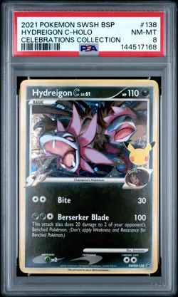 2021 POKEMON SWSH PROMO CELEBRATIONS COLLECTION #138 HYDREIGON C-HOLO PSA 8 - Image 1