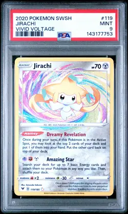 2020 POKEMON SWORD & SHIELD VIVID VOLTAGE #119 JIRACHI PSA 9 - Image 1