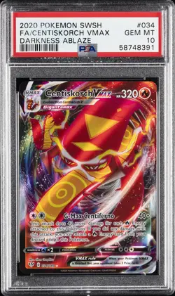 2020 POKEMON SWORD & SHIELD DARKNESS ABLAZE FULL ART/CENTISKORCH VMAX PSA 10 - Image 1