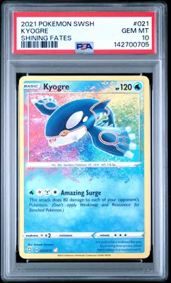 2021 POKEMON SWORD & SHIELD SHINING FATES #021 KYOGRE PSA 10 - Image 1