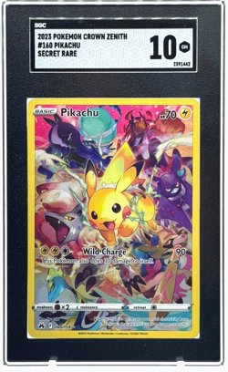 Pokemon Pikachu Crown Zenith Secret Rare 160/159 SGC 10 Gem Mint TCG - Image 1