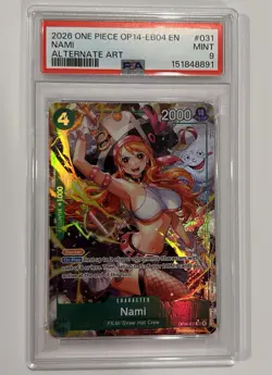 2026 ONE PIECE OP14-EB04-THE AZURE SEA'S SEVEN ALTERNATE ART #031 NAMI PSA 9 - Image 1
