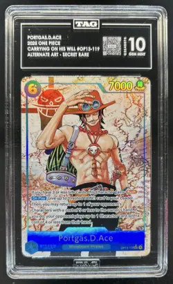 2025 One Piece Portgas D. Ace Secret Rare Alt Art #OP13-119 TAG 10 - Image 1