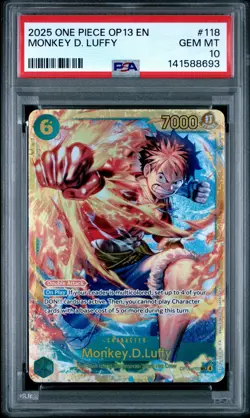 2025 ONE PIECE OP13-CARRYING ON HIS WILL #118 MONKEY D. LUFFY PSA 10 - Image 1