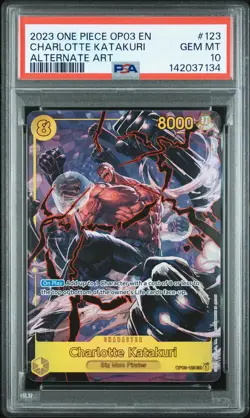 2023 ONE PIECE OP03-PILLARS OF STRENGTH ALTERNATE ART CHARLOTTE KATAKURI PSA 10 - Image 1