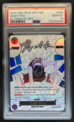 2025 One Piece Gear Two Rare Alternative Art #OP11-080 PSA 10 GEM MINT - Image 1