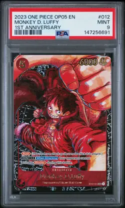 2023 ONE PIECE OP05-AWAKENING OF THE NEW ERA 1ST ANV #012 MONKEY D. LUFFY PSA 9 - Image 1