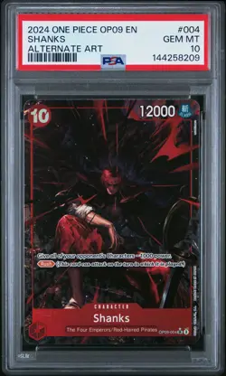2024 ONE PIECE OP09-EMPERORS IN THE NEW WORLD ALTERNATE ART #004 SHANKS PSA 10 - Image 1